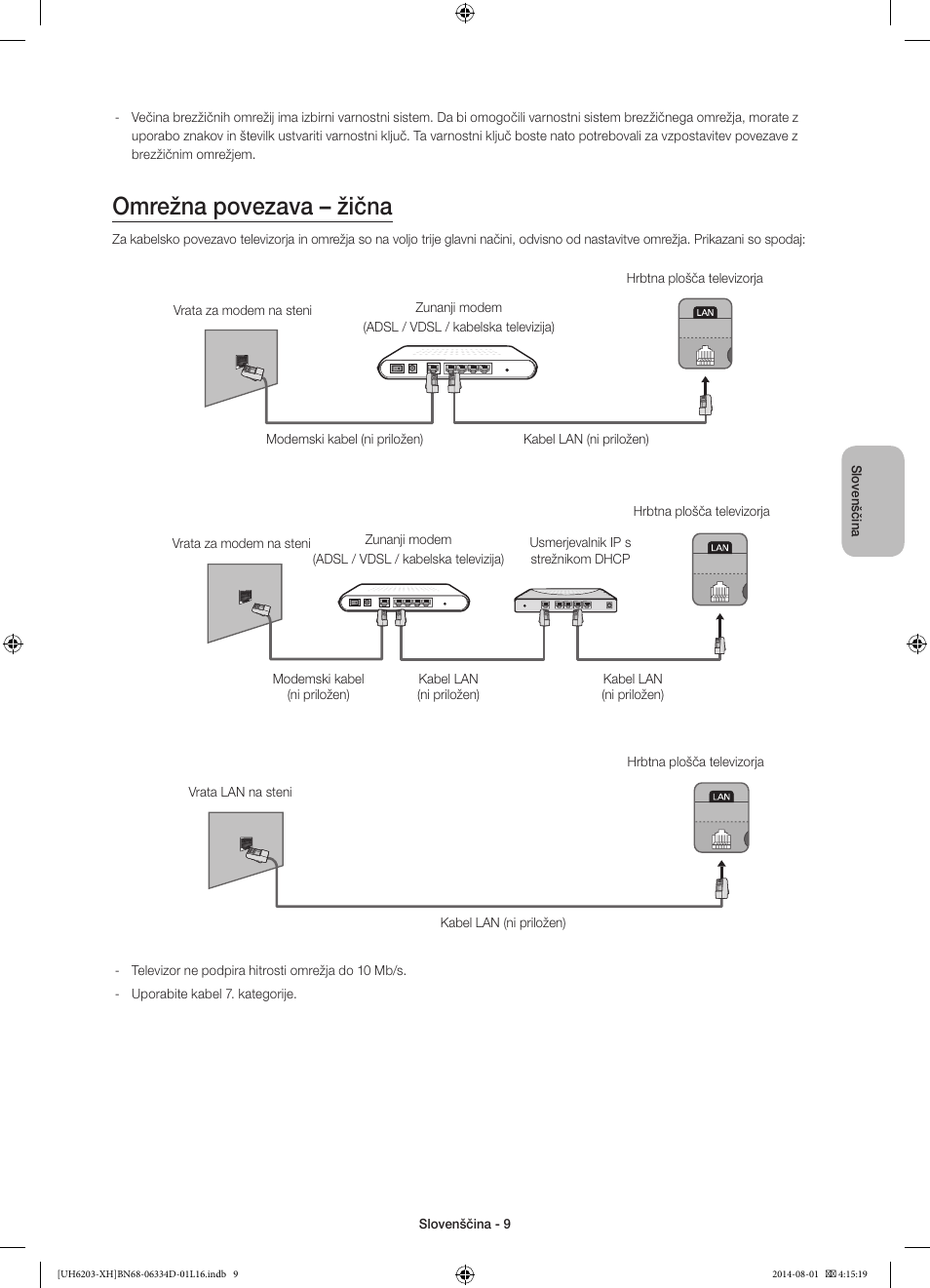 Omrežna povezava – žična | Samsung UE46H5303AW User Manual | Page 249 / 322