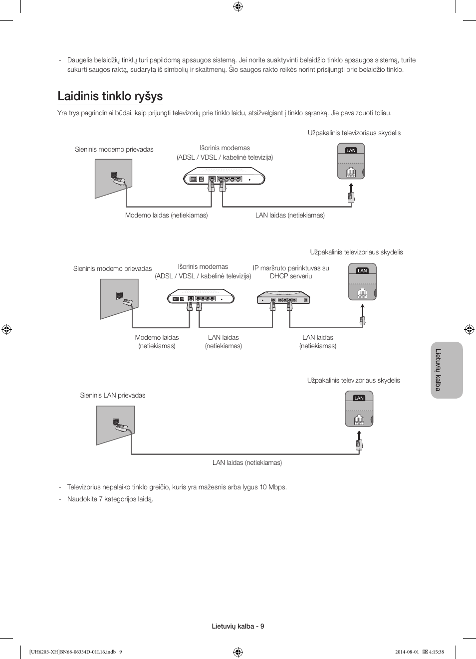 Laidinis tinklo ryšys | Samsung UE46H5303AW User Manual | Page 289 / 322
