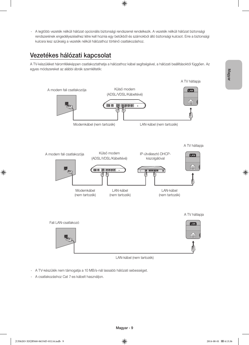 Vezetékes hálózati kapcsolat | Samsung UE46H5303AW User Manual | Page 29 / 322