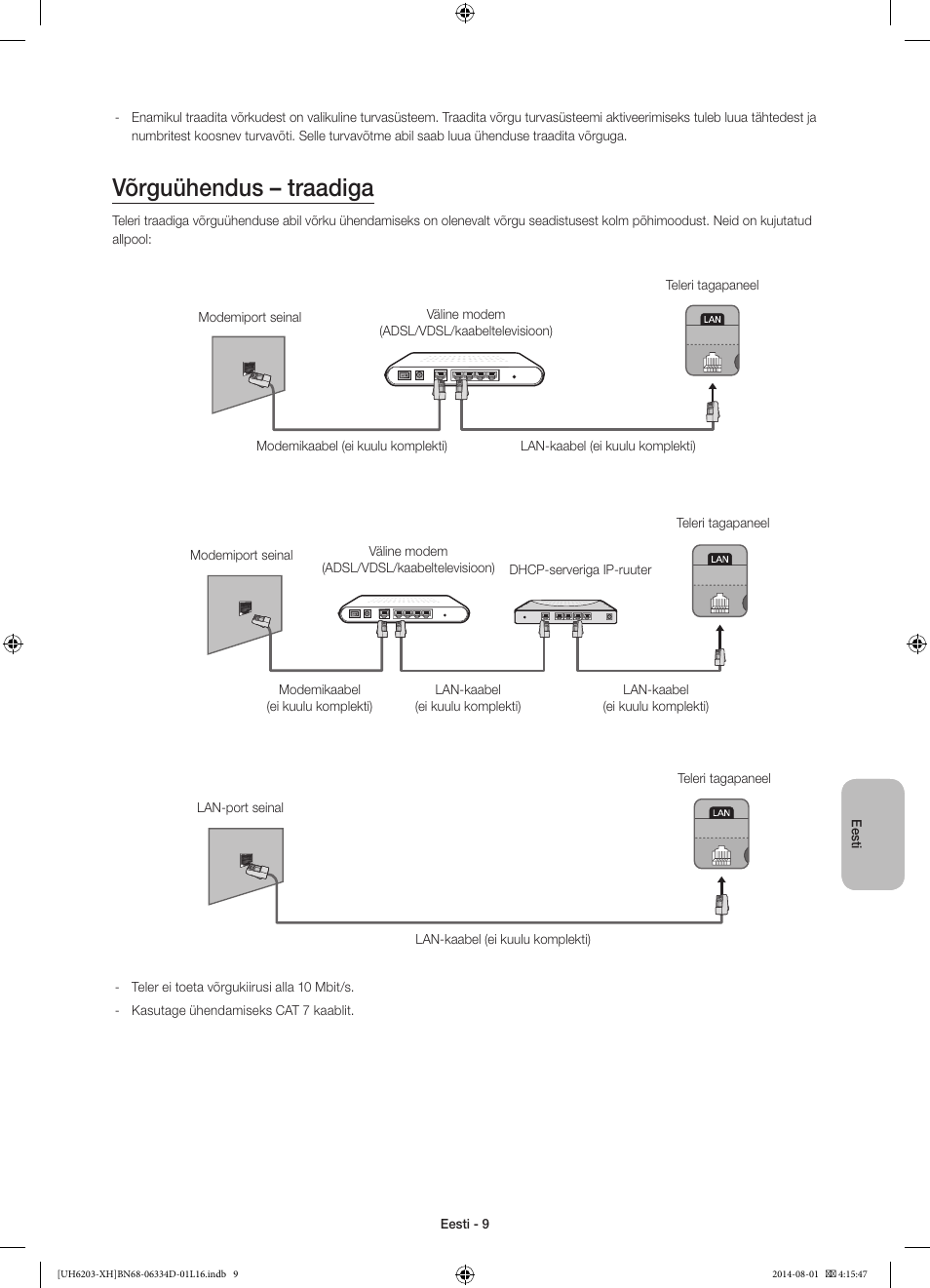 Võrguühendus – traadiga | Samsung UE46H5303AW User Manual | Page 309 / 322
