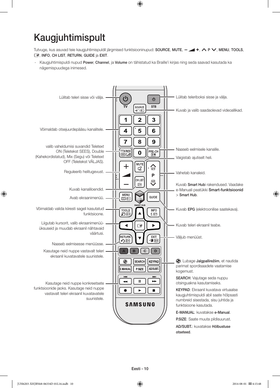 Kaugjuhtimispult | Samsung UE46H5303AW User Manual | Page 310 / 322