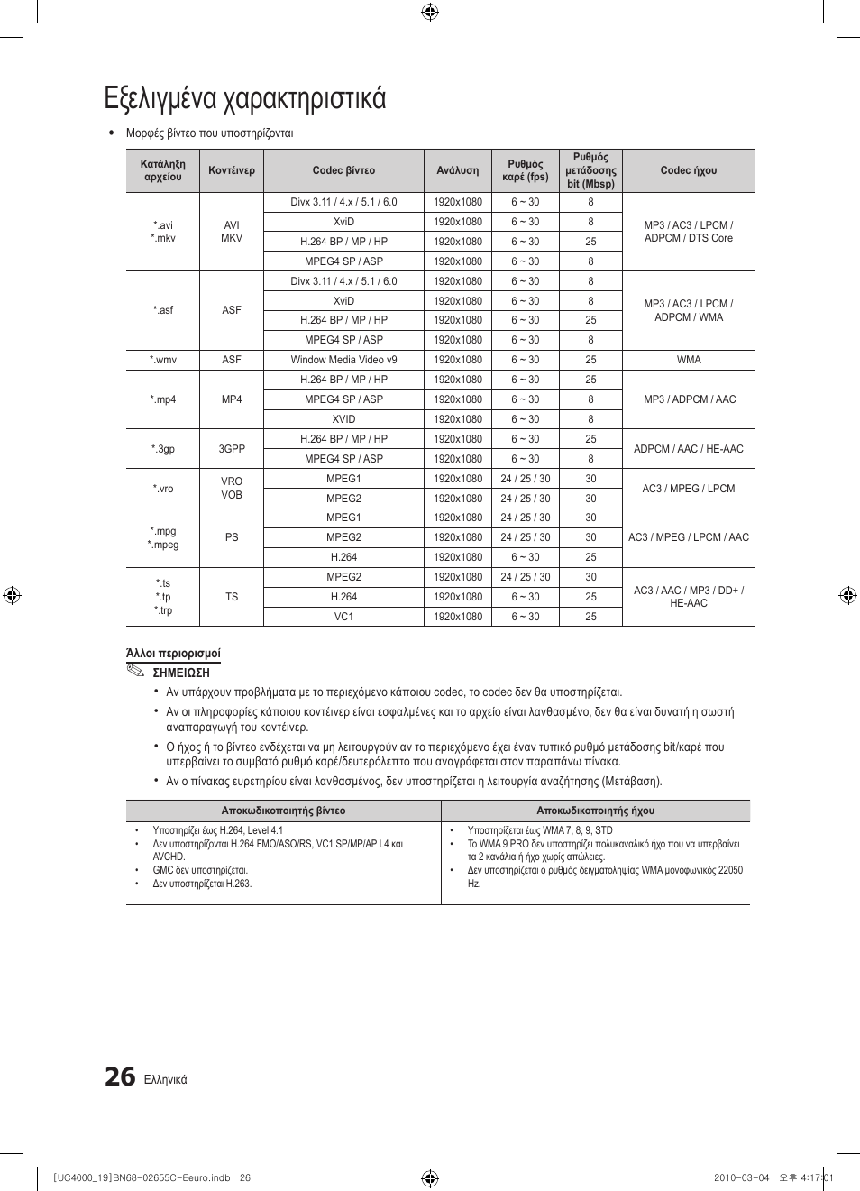 Εξελιγμένα χαρακτηριστικά | Samsung UE32C4000PW User Manual | Page 152 / 421