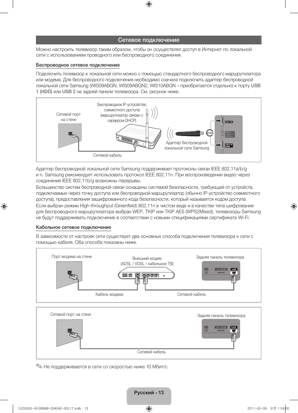 Сетевое подключение | Samsung UE32D5500RW User Manual | Page 333 / 340