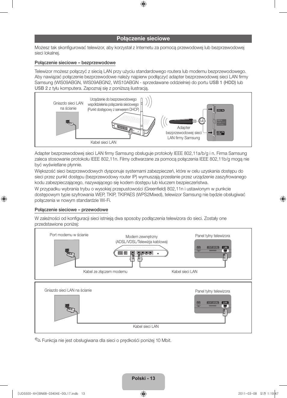 Połączenie sieciowe | Samsung UE32D5500RW User Manual | Page 53 / 340