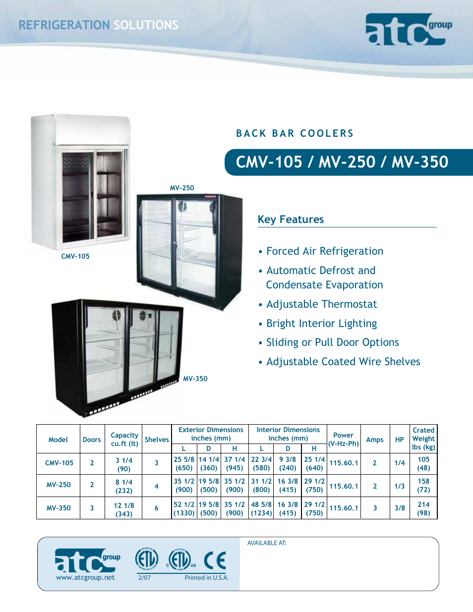 ATC Group CMV105 User Manual | 2 pages