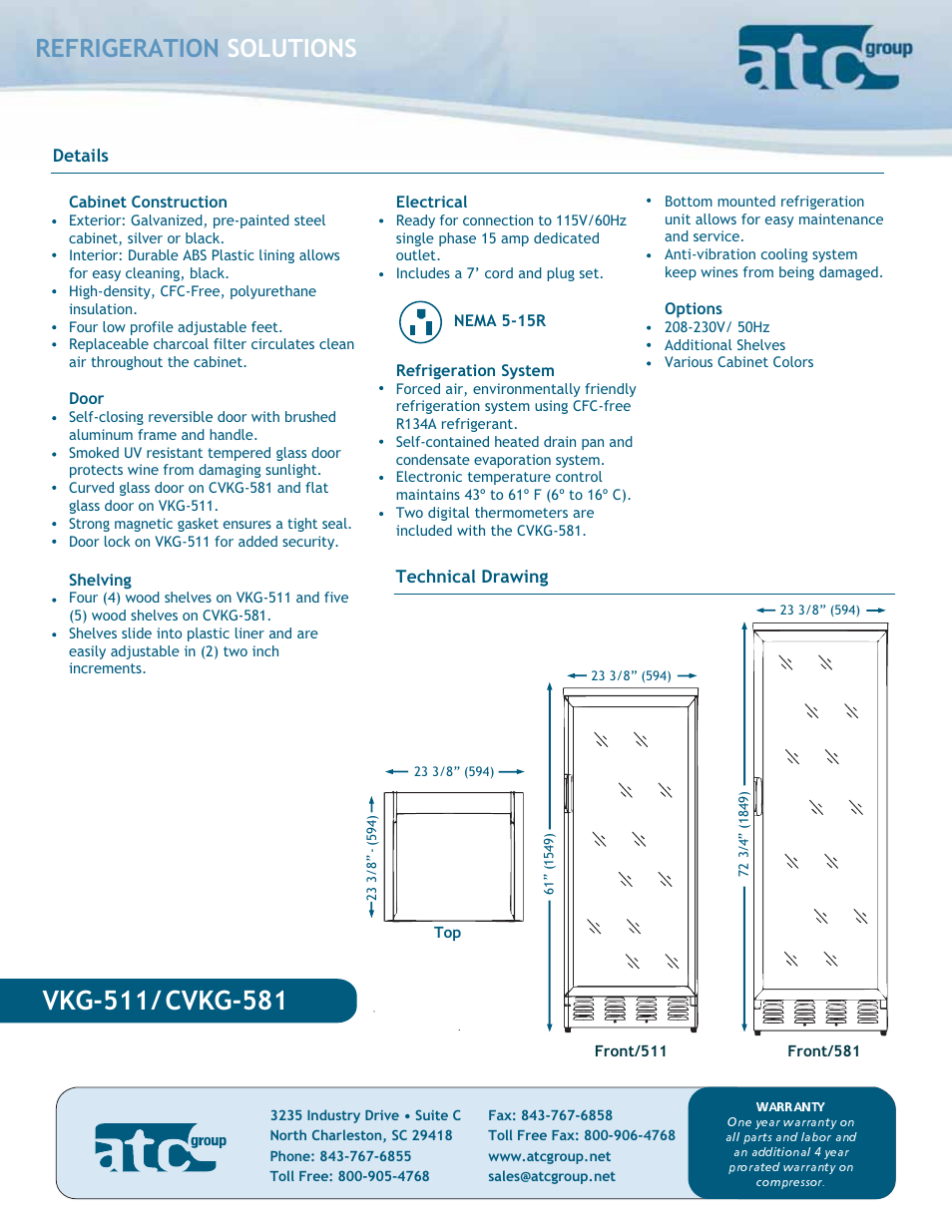 Refrigeration solutions | ATC Group Wine Cooler CVKG-581 User Manual | Page 2 / 2