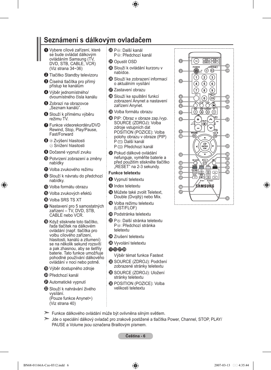 Seznámení s dálkovým ovladačem | Samsung LE32R83B User Manual | Page 424 / 559