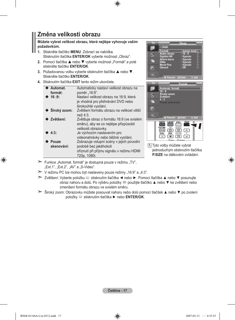 Změna velikosti obrazu | Samsung LE32R83B User Manual | Page 435 / 559