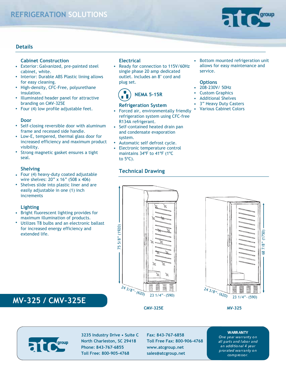 Refrigeration solutions | ATC Group Glass Door Coolers MV-325 User Manual | Page 2 / 2