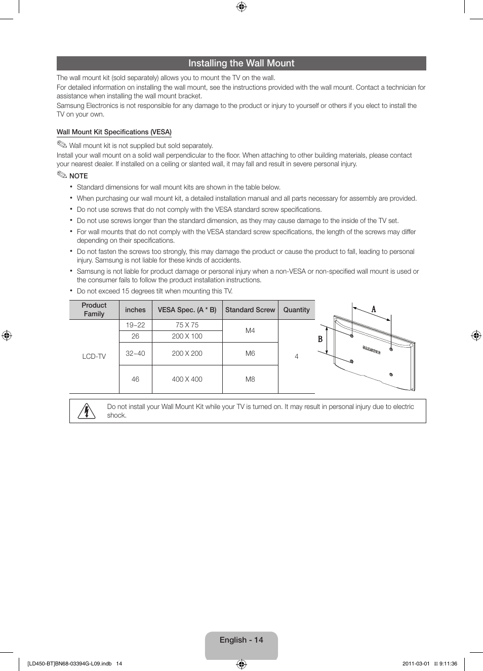 Samsung LE19D450G1W User Manual | Page 14 / 145