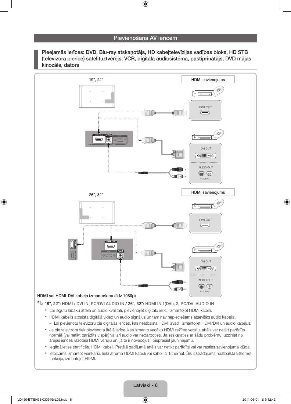 Pievienošana av ierīcēm | Samsung LE19D450G1W User Manual | Page 70 / 145