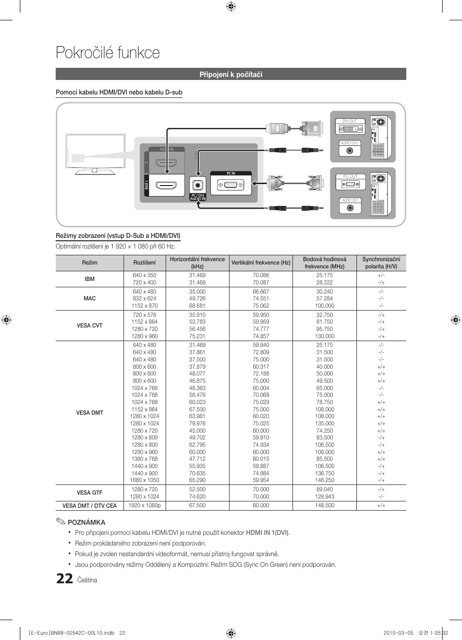 Pokročilé funkce | Samsung LE32C530F1W User Manual | Page 250 / 381