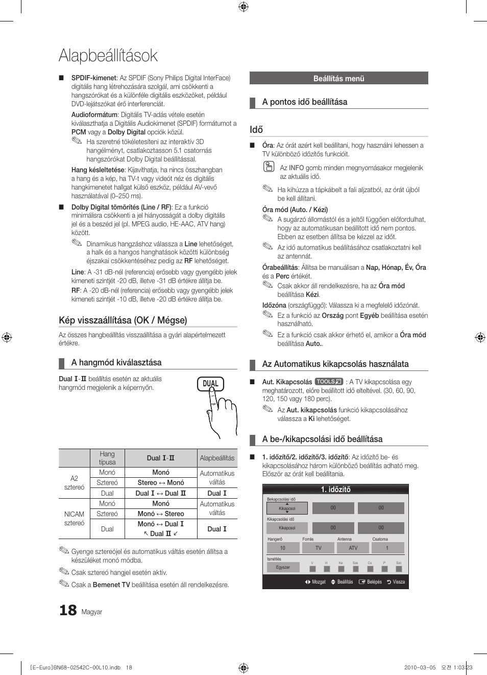 Alapbeállítások, Kép visszaállítása (ok / mégse) | Samsung LE32C530F1W User Manual | Page 56 / 381