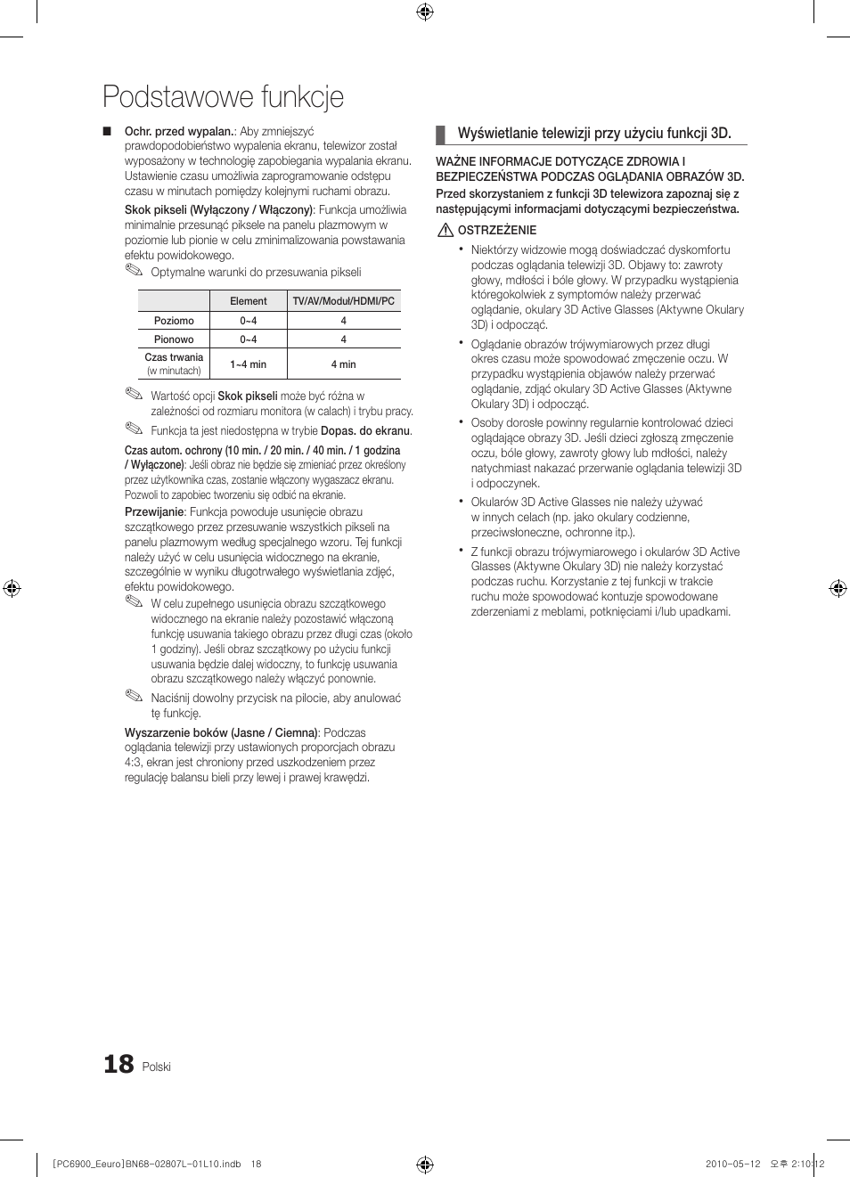 Podstawowe funkcje | Samsung PS50C6900YW User Manual | Page 142 / 620