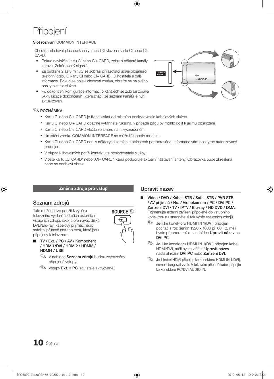 Připojení | Samsung PS50C6900YW User Manual | Page 382 / 620