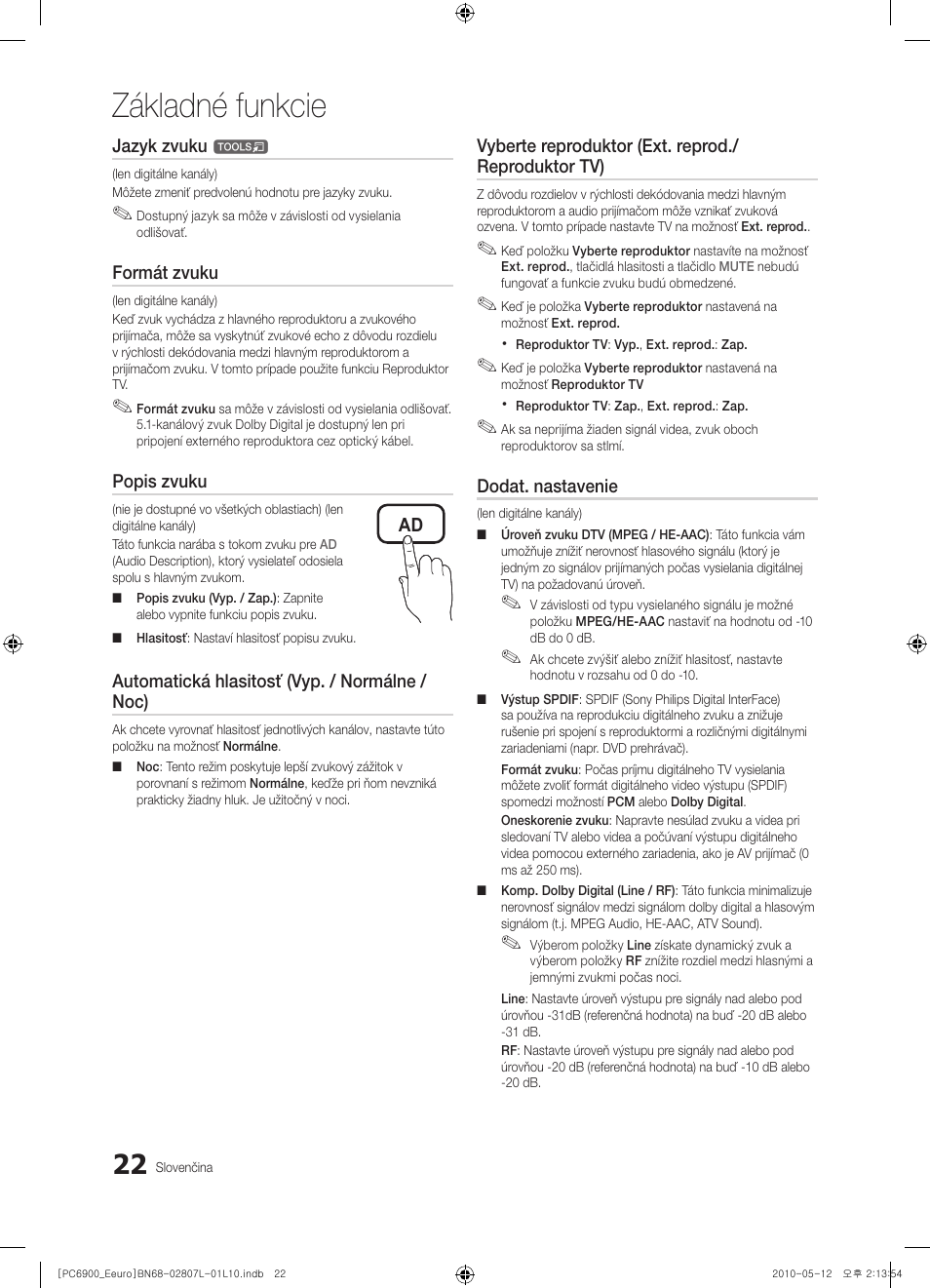 Základné funkcie | Samsung PS50C6900YW User Manual | Page 456 / 620