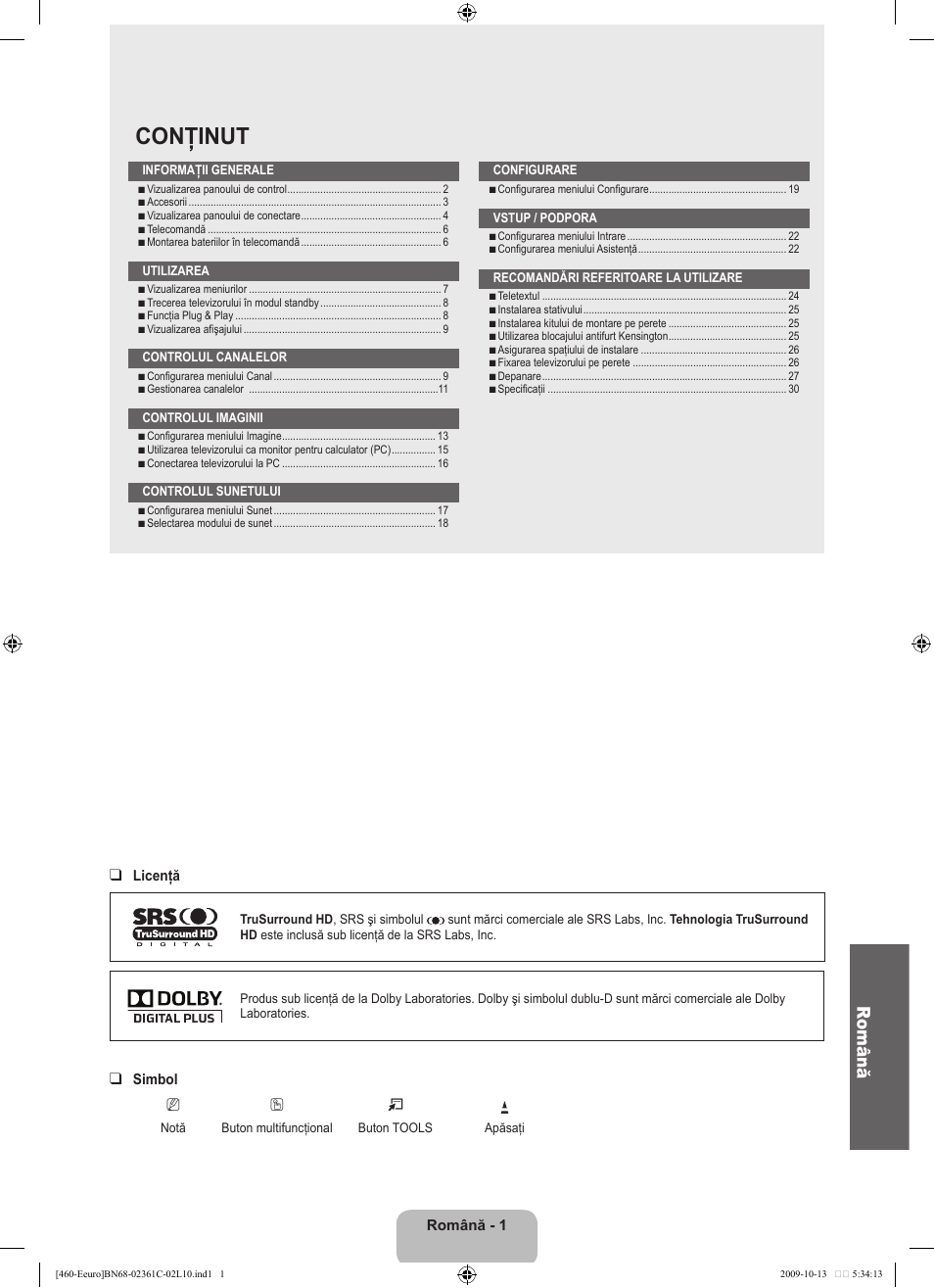 Conţinut, Română | Samsung LE32B460B2W User Manual | Page 259 / 328