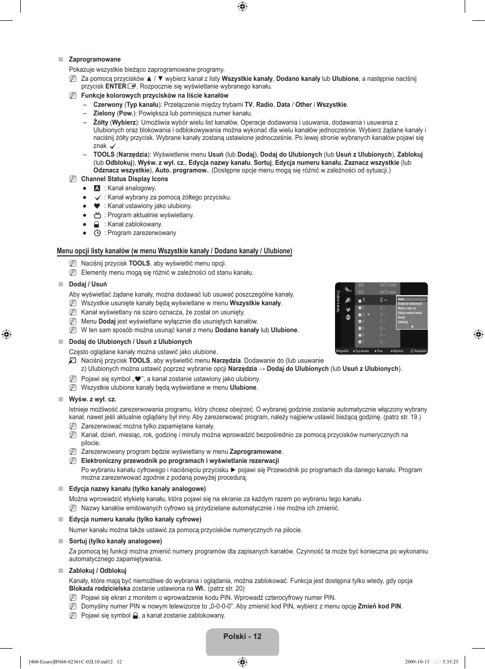 Polski - 12 | Samsung LE32B460B2W User Manual | Page 78 / 328