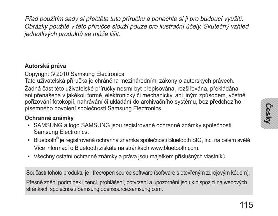 Česky | Samsung HM6400 User Manual | Page 117 / 187