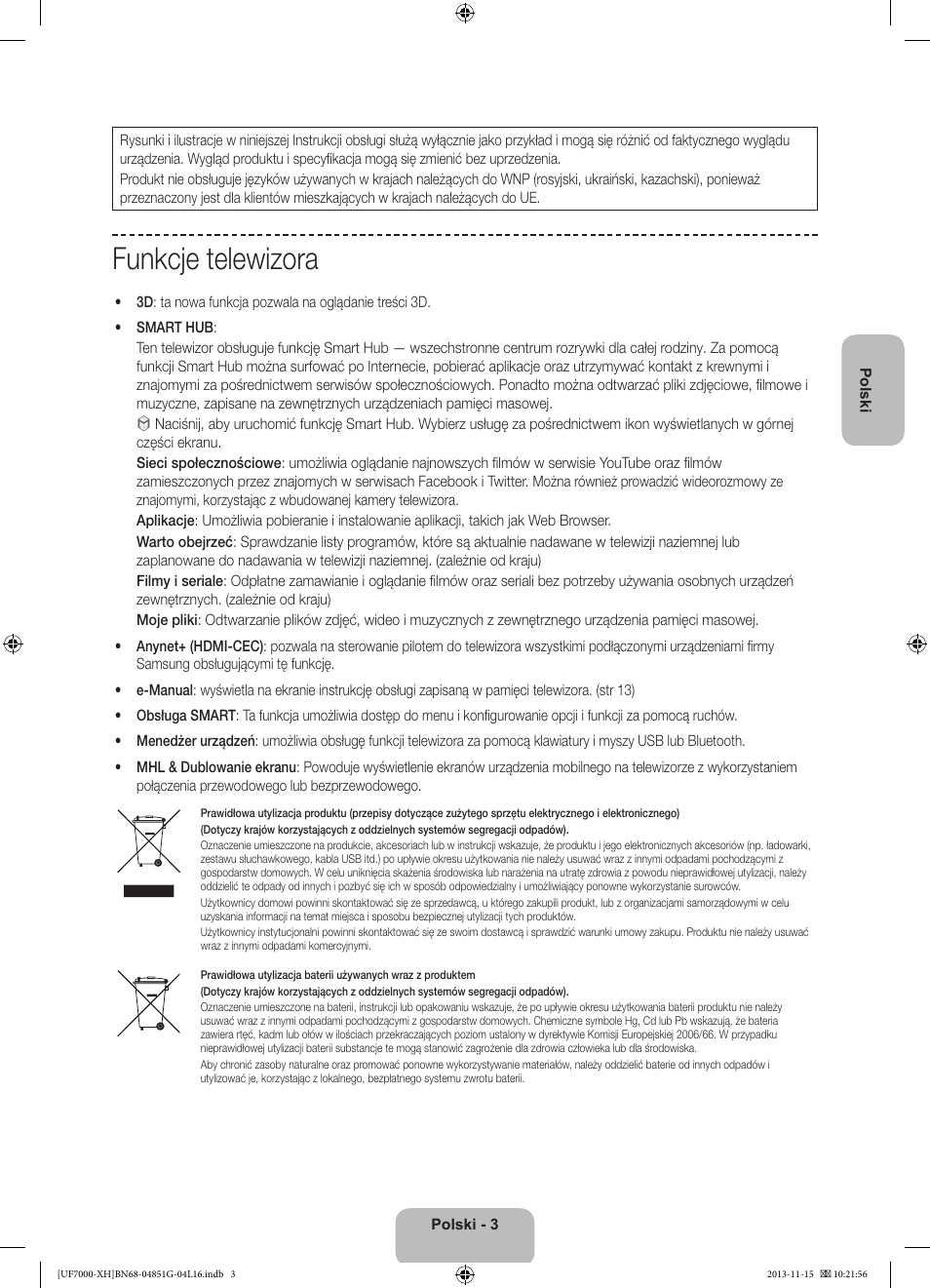 Funkcje telewizora | Samsung UE40F7000ST User Manual | Page 51 / 385