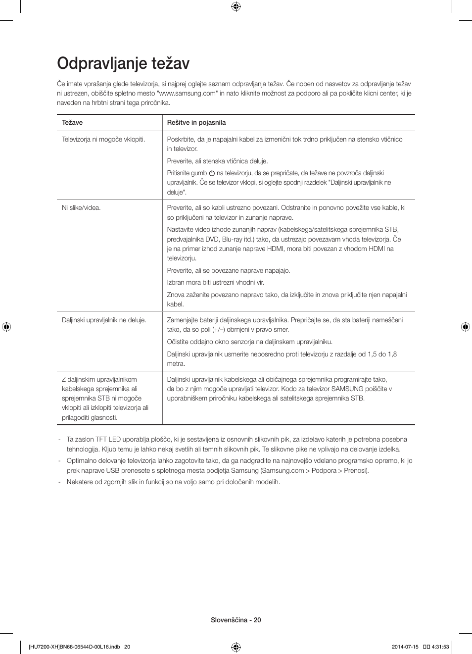 Odpravljanje težav | Samsung UE65HU7200U User Manual | Page 308 / 385