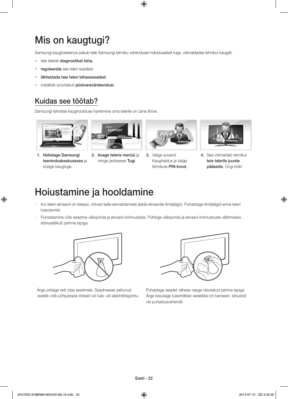 Mis on kaugtugi, Hoiustamine ja hooldamine, Kuidas see töötab | Samsung UE65HU7200U User Manual | Page 382 / 385