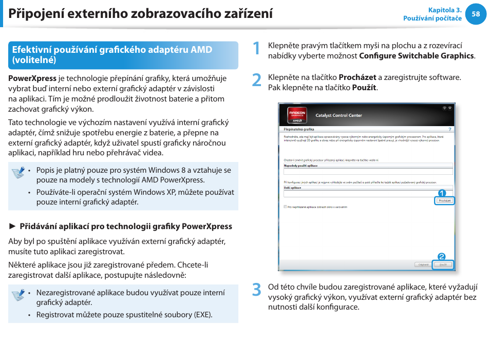 Připojení externího zobrazovacího zařízení | Samsung NP530U4BH User Manual | Page 59 / 154