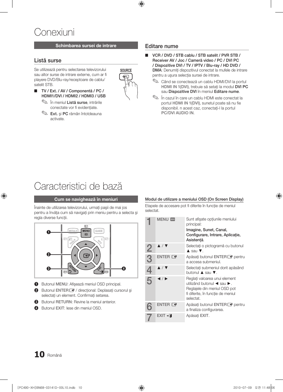 Conexiuni caracteristici de bază, Listă surse, Editare nume | Samsung PS50C490B3W User Manual | Page 346 / 422