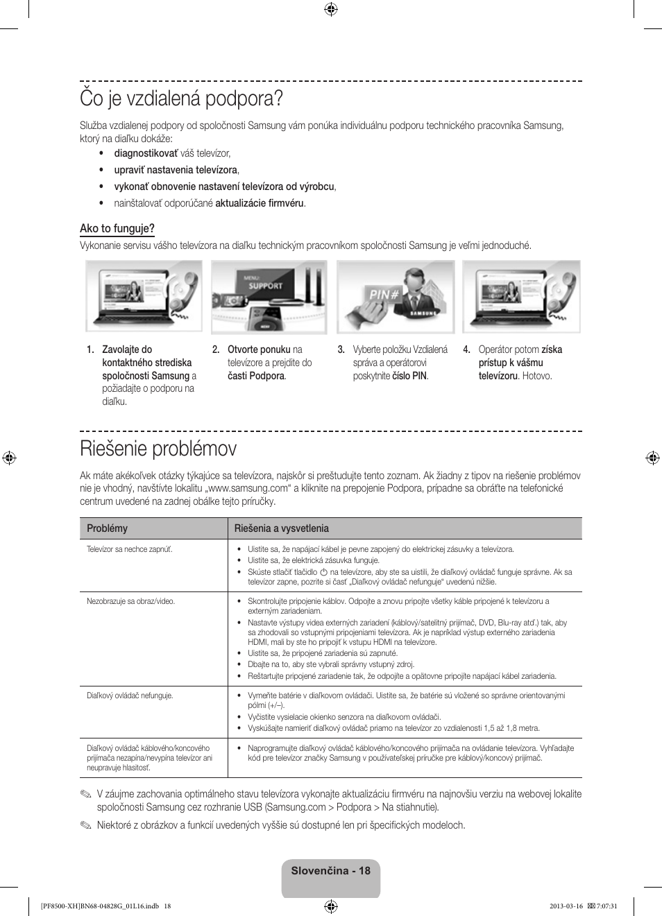 Čo je vzdialená podpora, Riešenie problémov | Samsung PS64F8500SL User Manual | Page 186 / 385