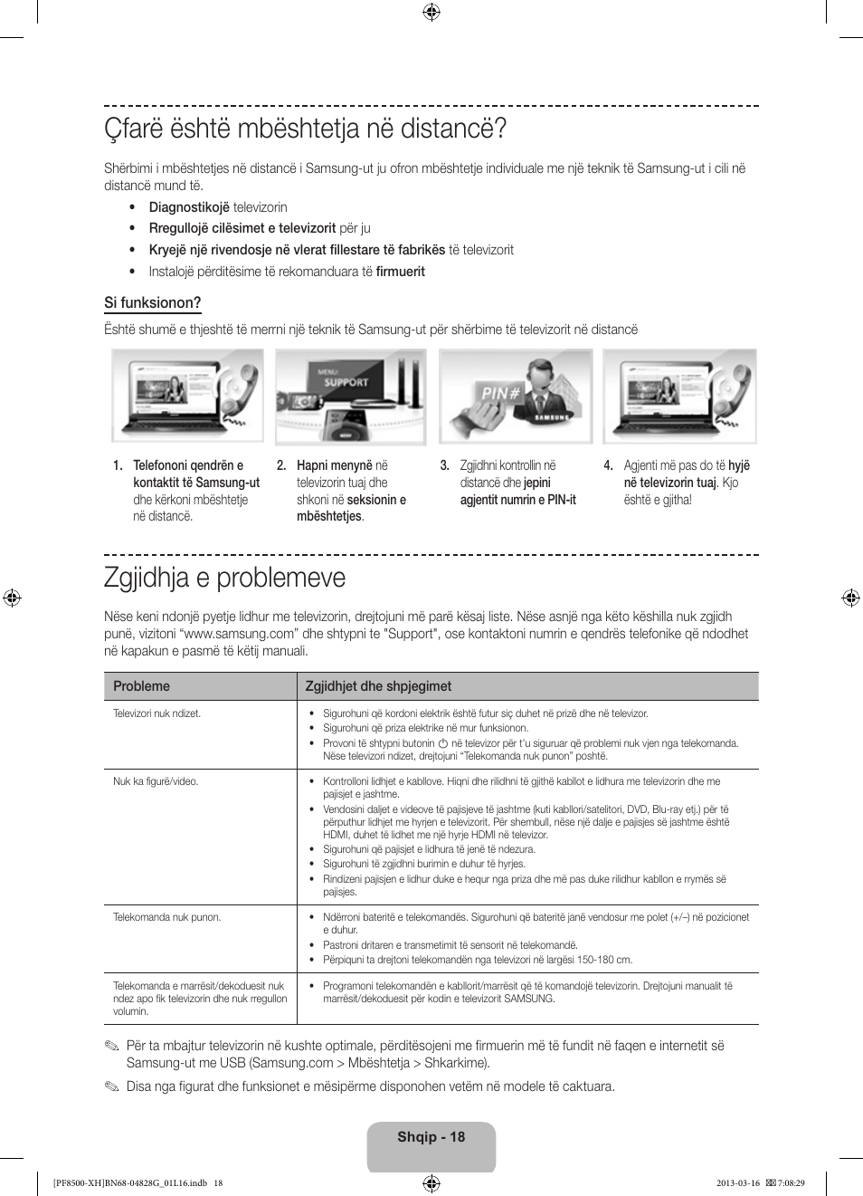 Çfarë është mbështetja në distancë, Zgjidhja e problemeve | Samsung PS64F8500SL User Manual | Page 258 / 385