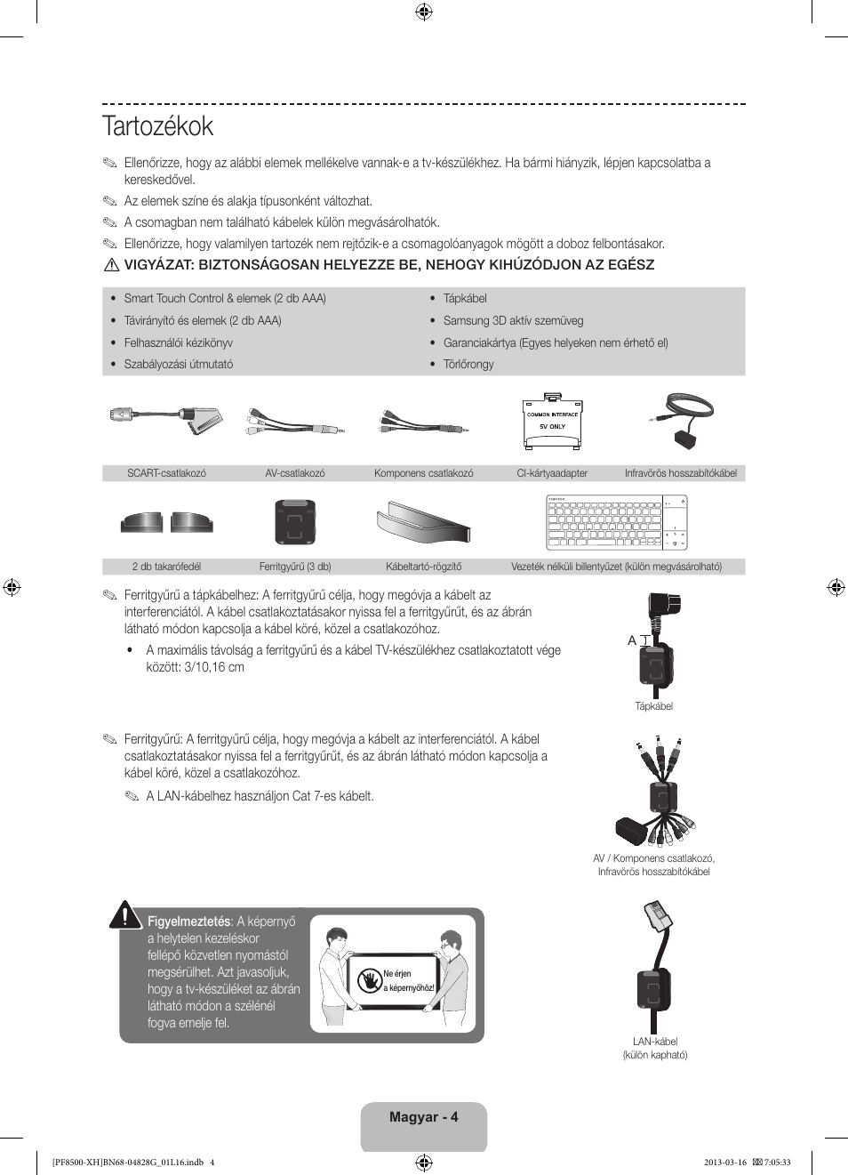 Tartozékok | Samsung PS64F8500SL User Manual | Page 28 / 385