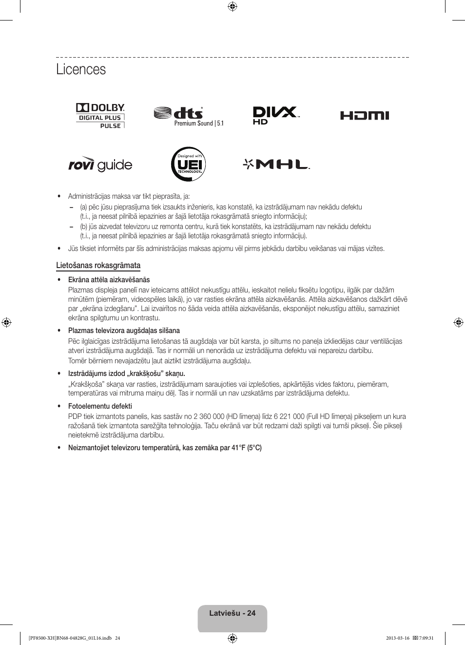 Licences | Samsung PS64F8500SL User Manual | Page 336 / 385