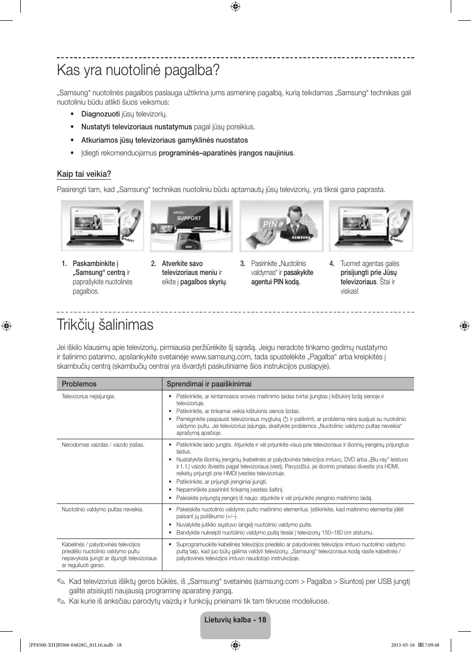 Kas yra nuotolinė pagalba, Trikčių šalinimas | Samsung PS64F8500SL User Manual | Page 354 / 385