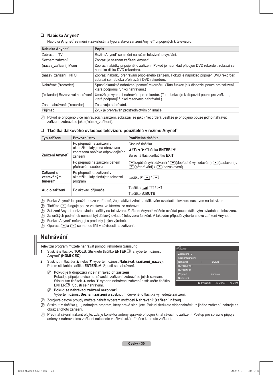 Nahrávání | Samsung PS50B530S2W User Manual | Page 220 / 382