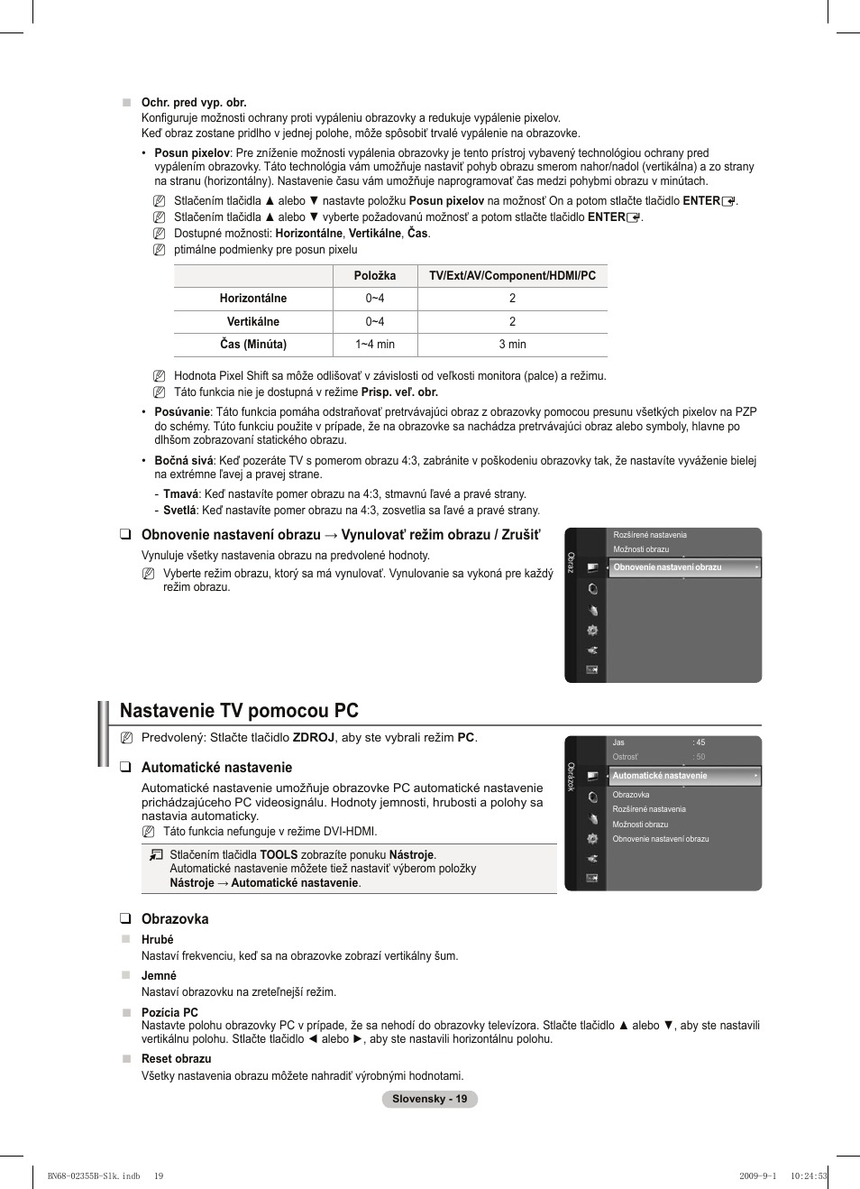 Nastavenie tv pomocou pc | Samsung PS50B530S2W User Manual | Page 247 / 382