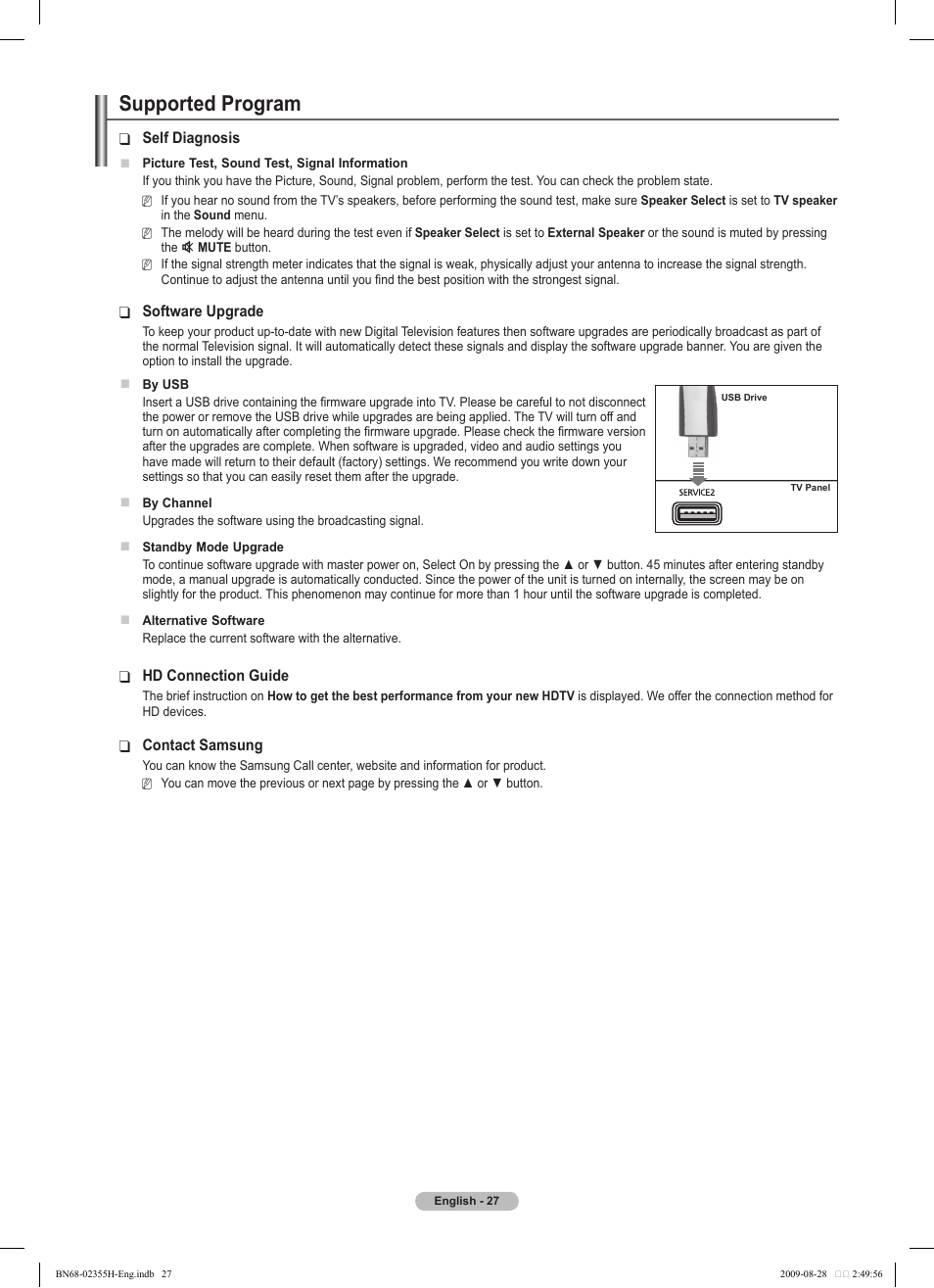 Supported program | Samsung PS50B530S2W User Manual | Page 27 / 382