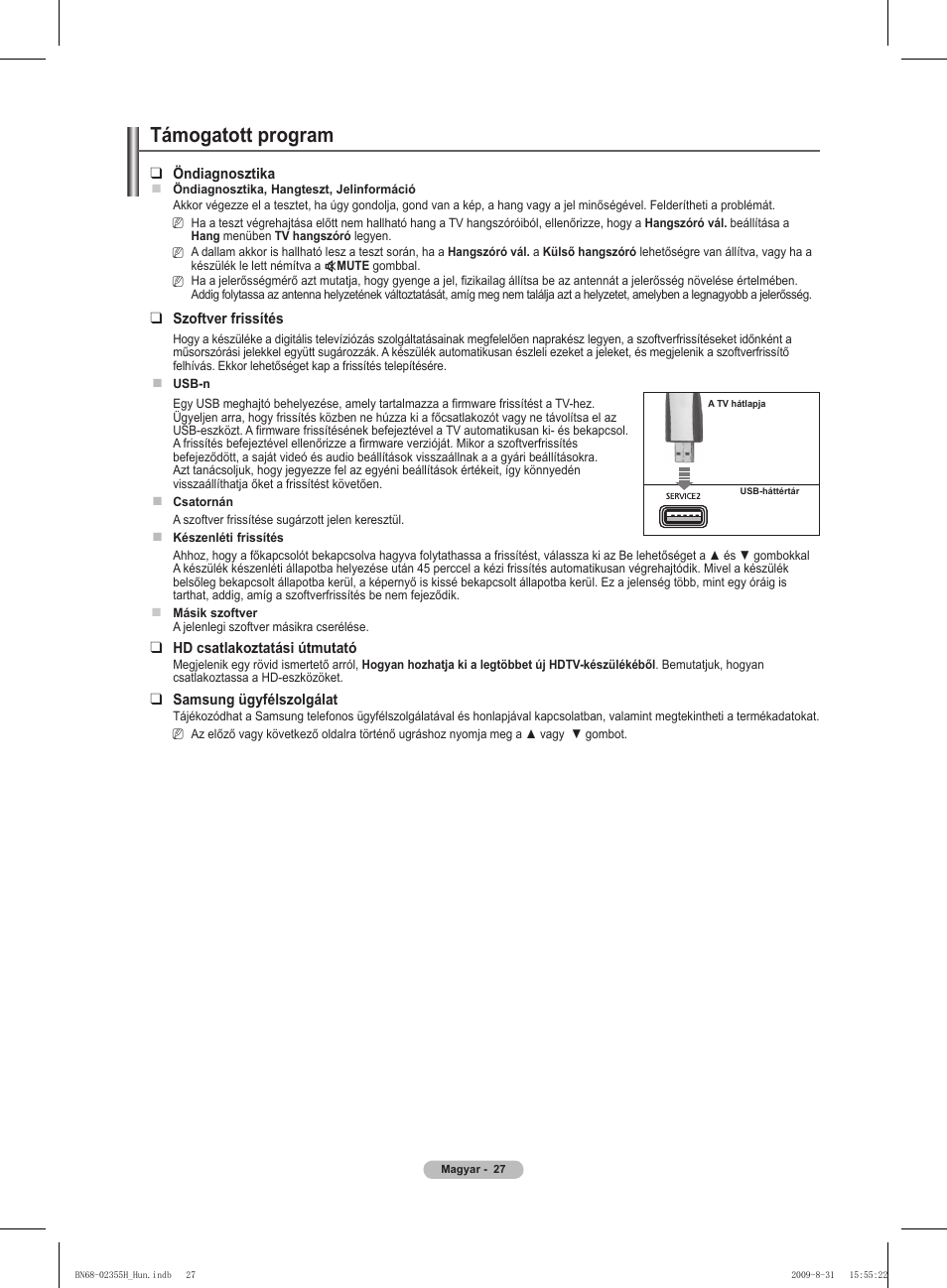 Támogatott program | Samsung PS50B530S2W User Manual | Page 65 / 382