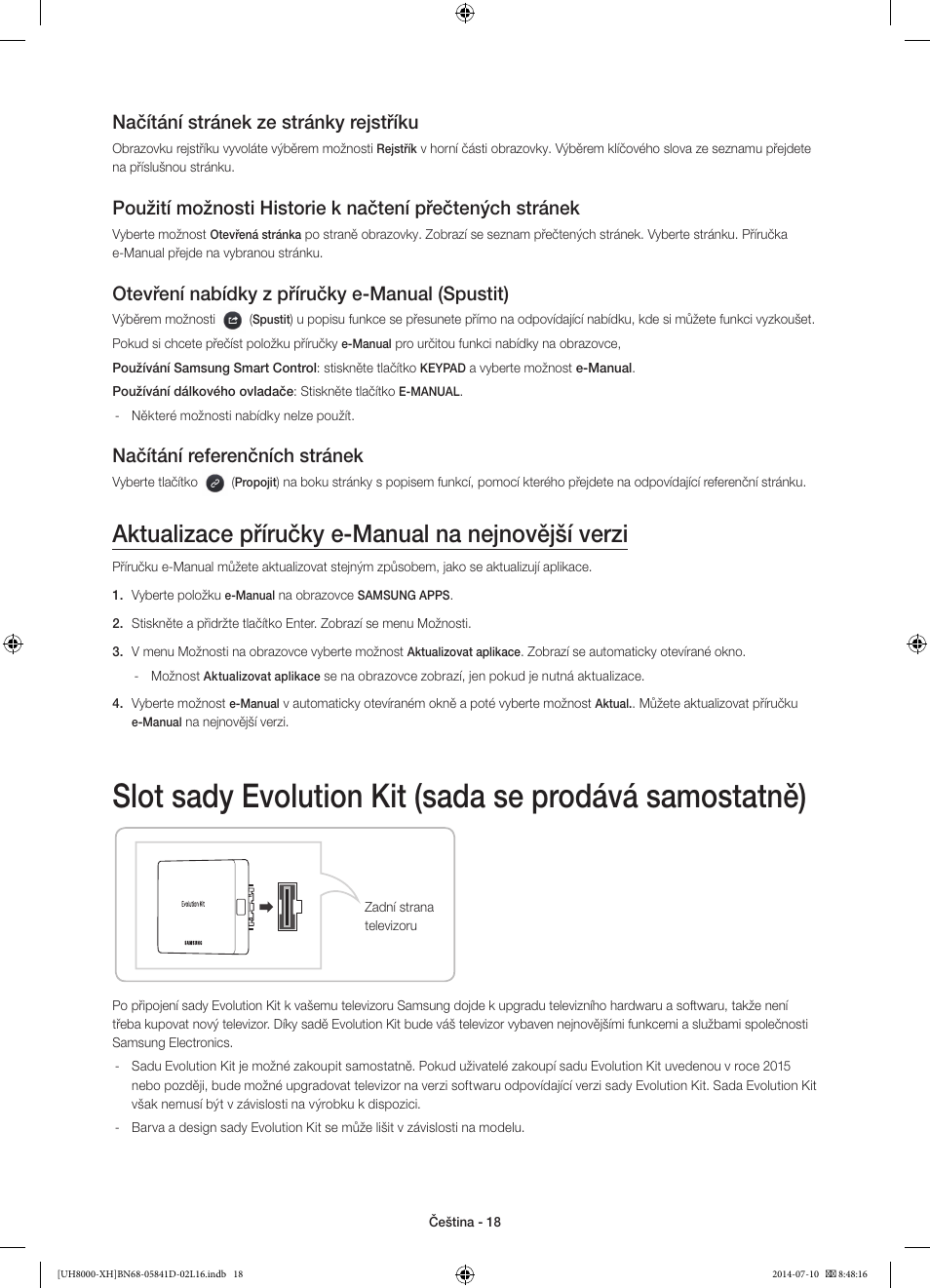 Aktualizace příručky e-manual na nejnovější verzi, Načítání stránek ze stránky rejstříku, Otevření nabídky z příručky e-manual (spustit) | Načítání referenčních stránek | Samsung UE48H8000ST User Manual | Page 150 / 353