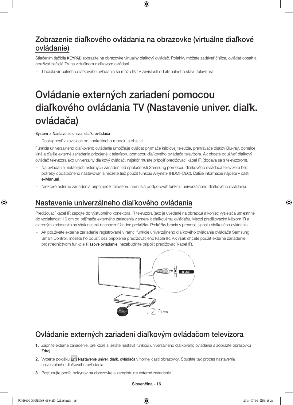 Nastavenie univerzálneho diaľkového ovládania | Samsung UE48H8000ST User Manual | Page 170 / 353