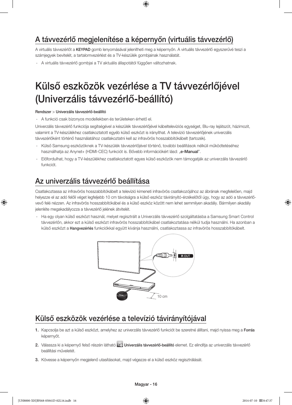 Az univerzális távvezérlő beállítása | Samsung UE48H8000ST User Manual | Page 38 / 353