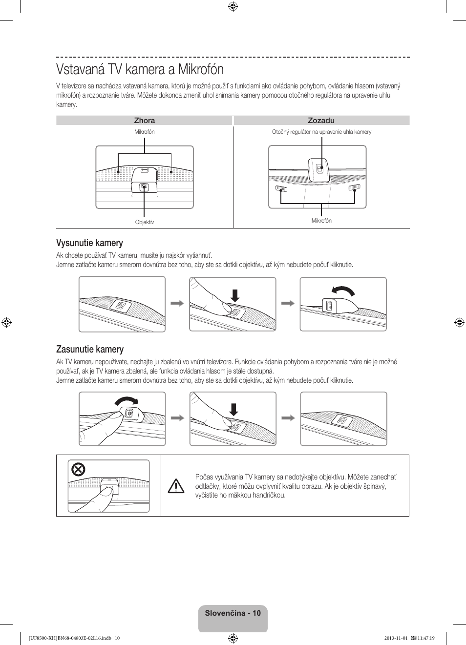 Vstavaná tv kamera a mikrofón, 경고 주의 경고 주의 | Samsung UE46F8500SL User Manual | Page 178 / 385