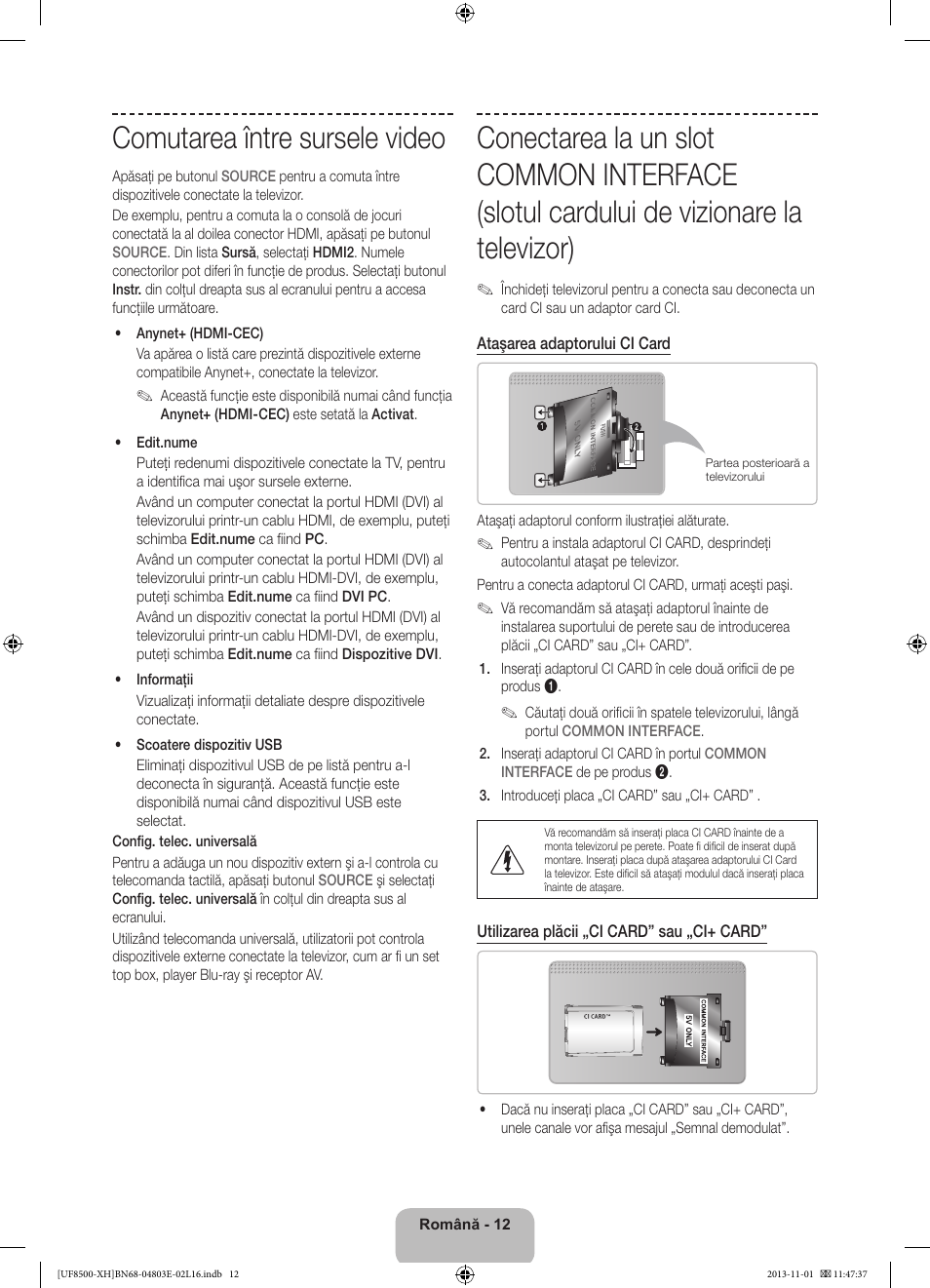 Comutarea între sursele video | Samsung UE46F8500SL User Manual | Page 204 / 385