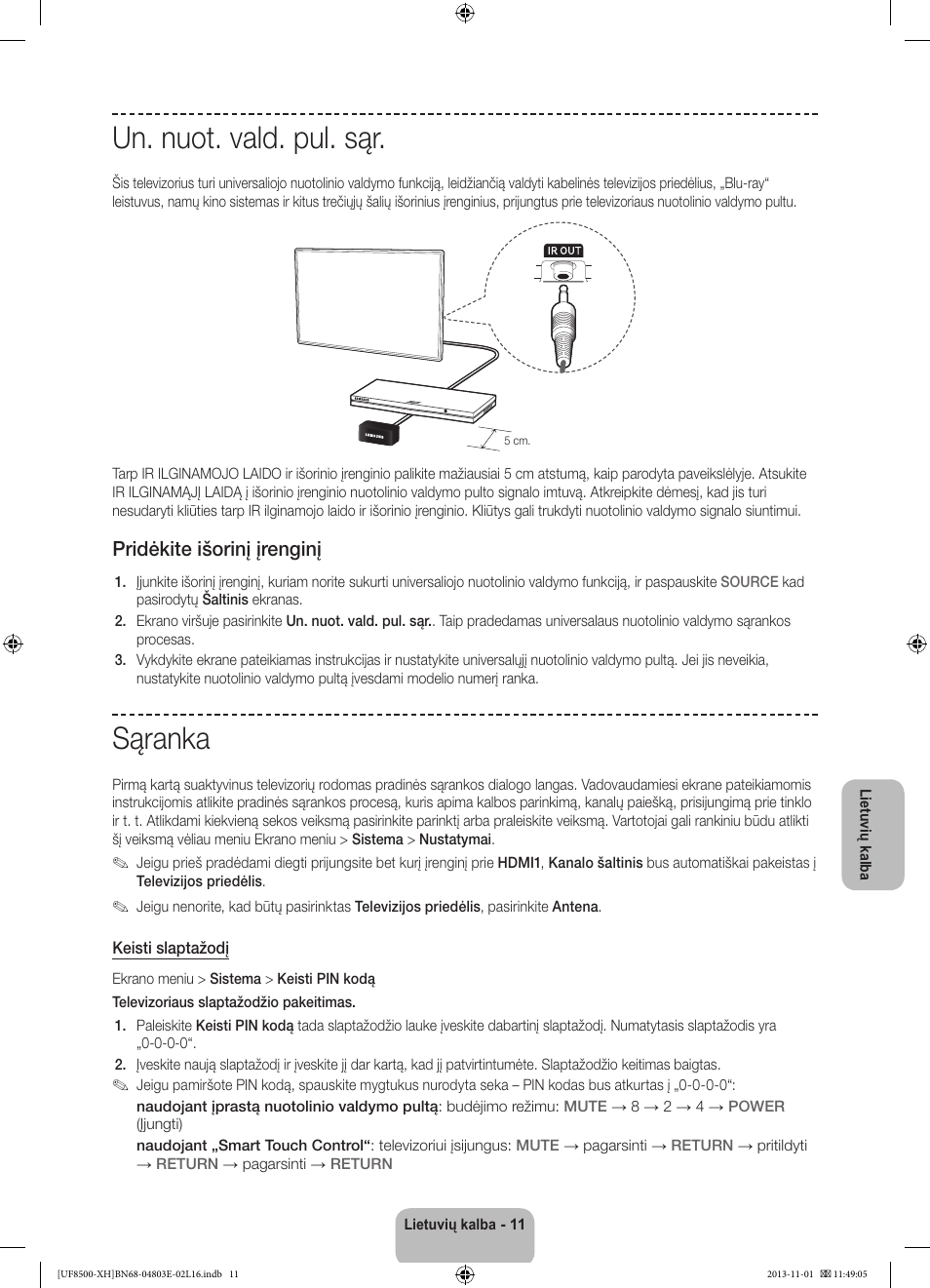 Un. nuot. vald. pul. sąr, Sąranka, Pridėkite išorinį įrenginį | Samsung UE46F8500SL User Manual | Page 347 / 385