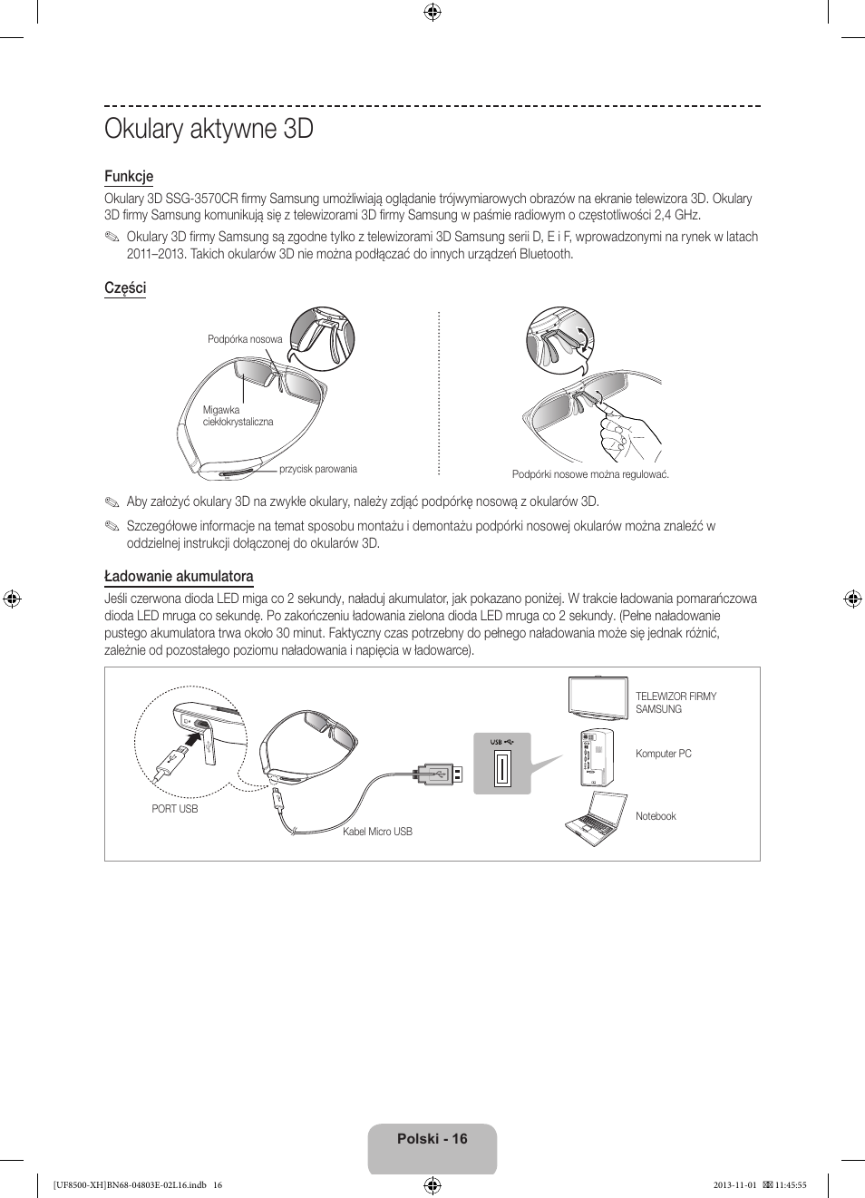 Okulary aktywne 3d | Samsung UE46F8500SL User Manual | Page 64 / 385