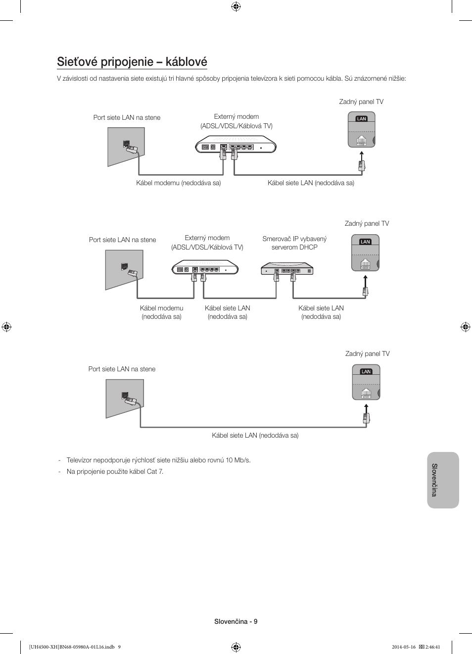 Sieťové pripojenie – káblové | Samsung UE32H4510AW User Manual | Page 135 / 289