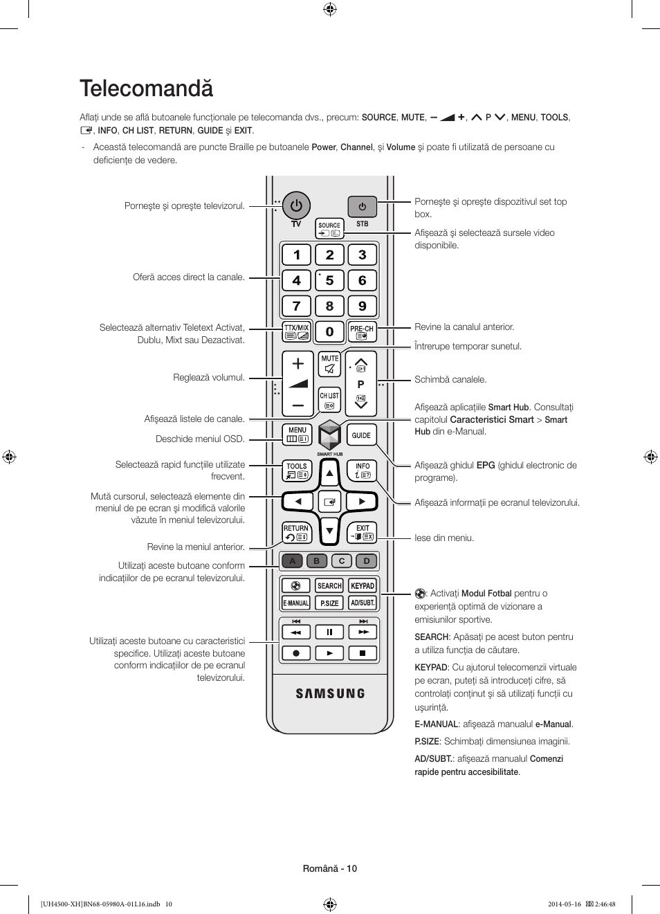 Telecomandă | Samsung UE32H4510AW User Manual | Page 154 / 289