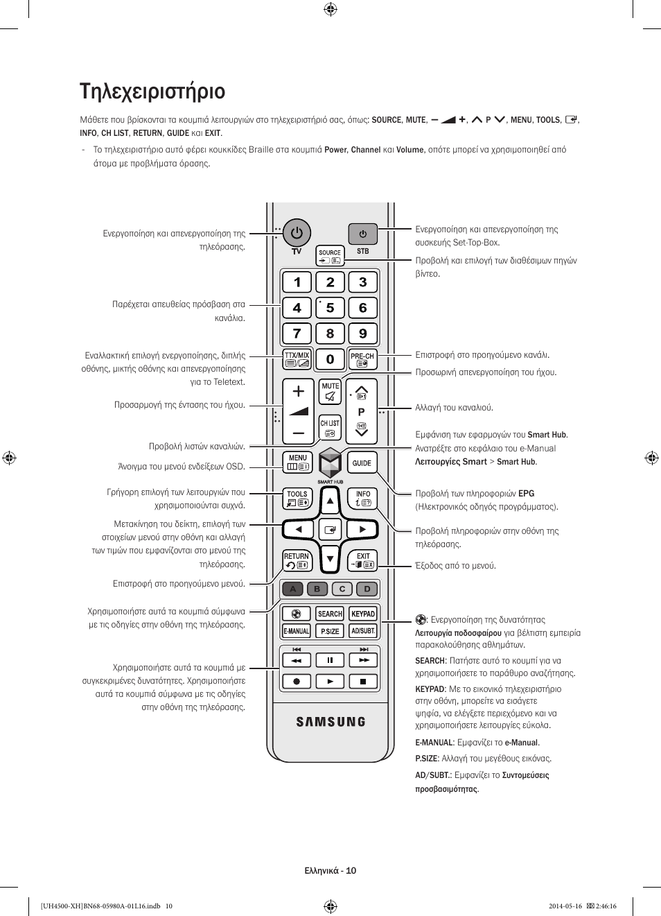 Τηλεχειριστήριο | Samsung UE32H4510AW User Manual | Page 64 / 289