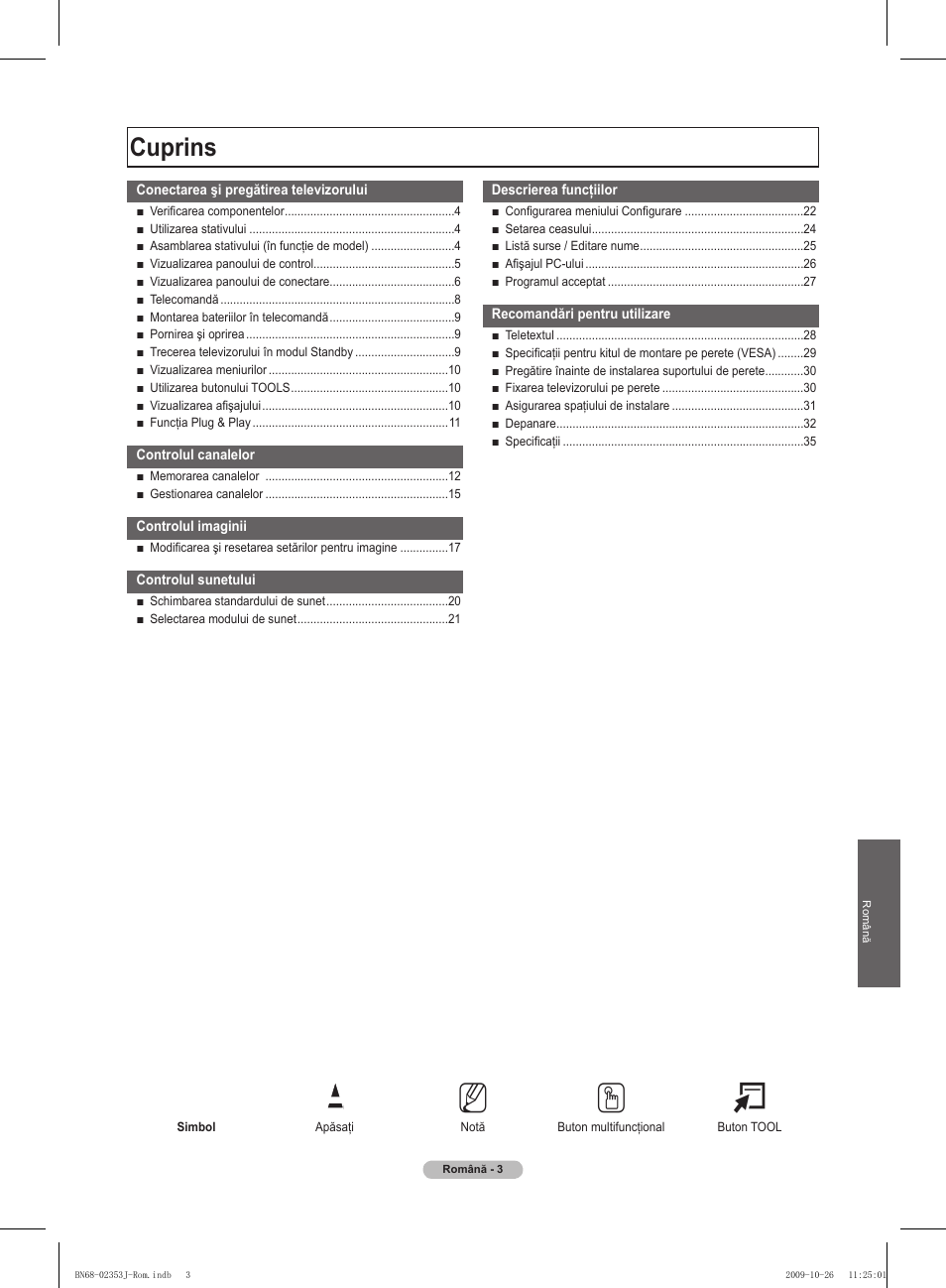 No t, Cuprins | Samsung PS42B430P2W User Manual | Page 241 / 343