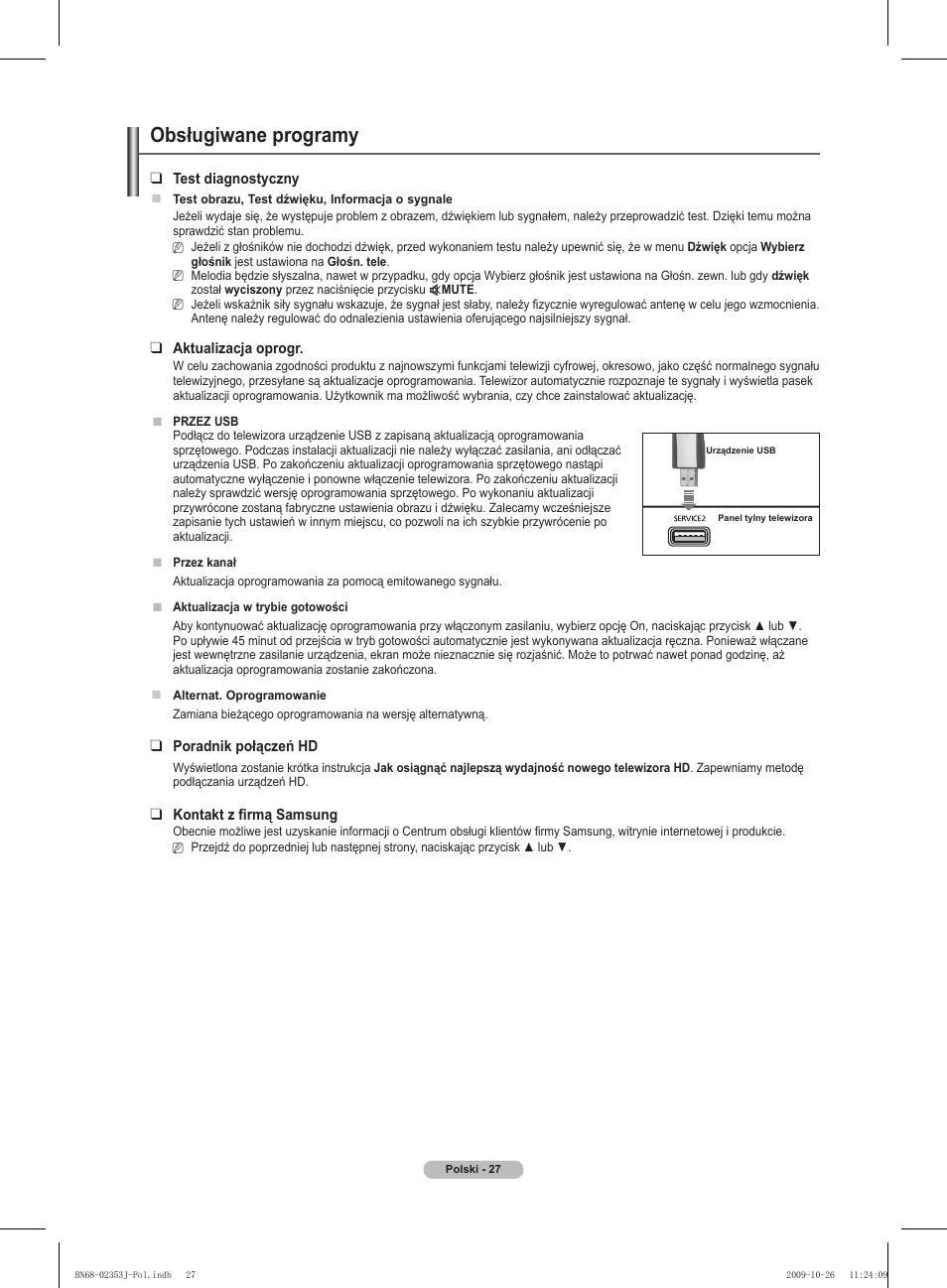 Obsługiwane programy | Samsung PS42B430P2W User Manual | Page 95 / 343