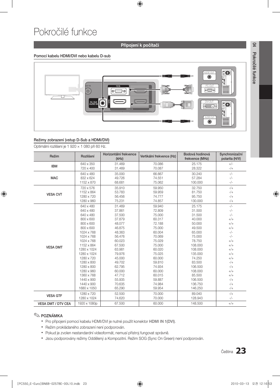 Pokročilé funkce | Samsung PS50C550G1W User Manual | Page 323 / 501